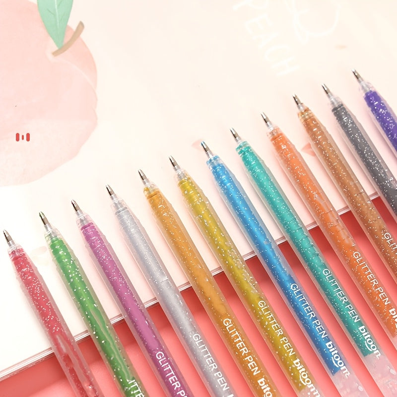 12 قلم دائم بنقطة دقيقة مع لمسة لامعة