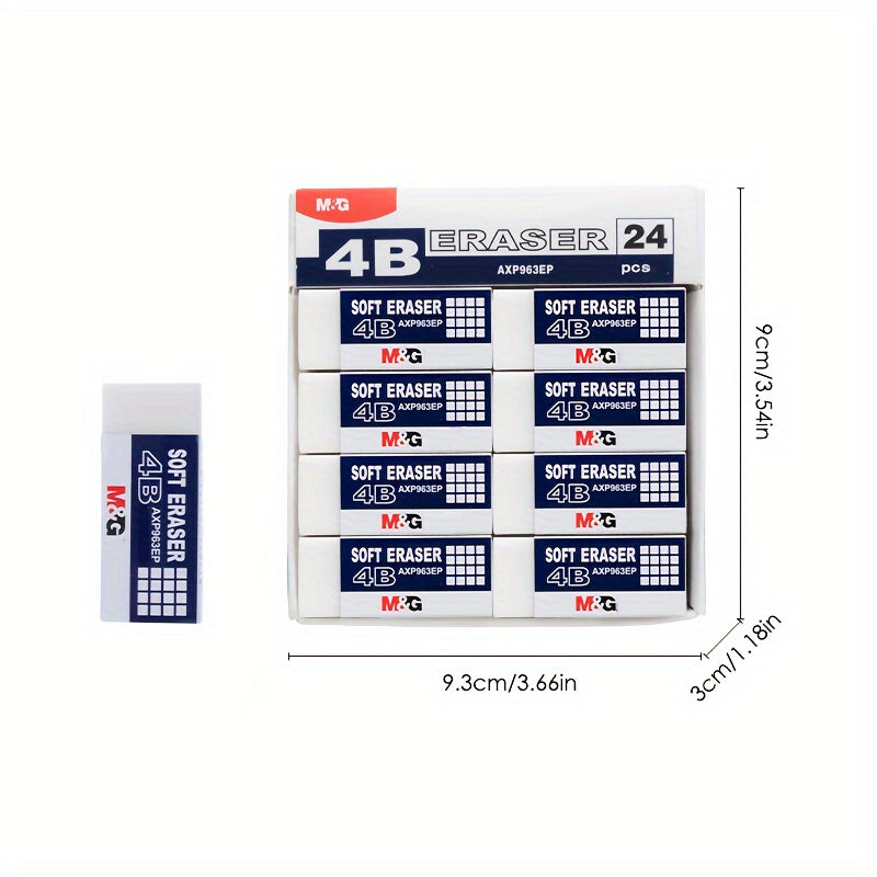 24 قطعة ممحاة بيضاء 4B