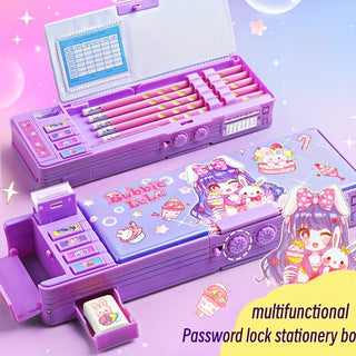 حافظة أقلام بنفسجية متغيرة مع قفل بكلمة مرور