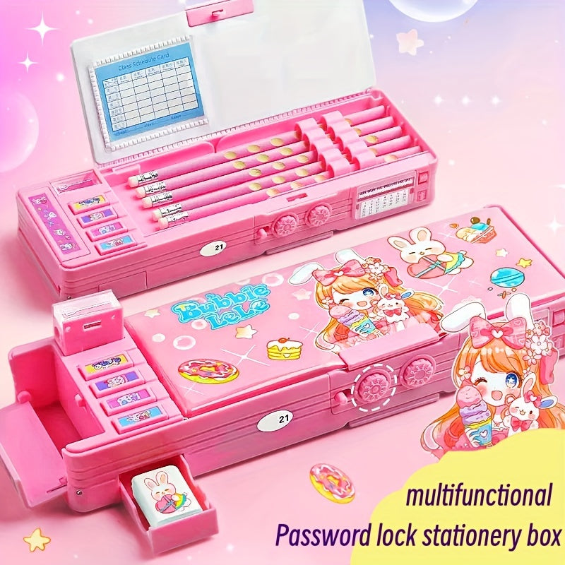 حافظة أقلام بنفسجية متغيرة مع قفل بكلمة مرور