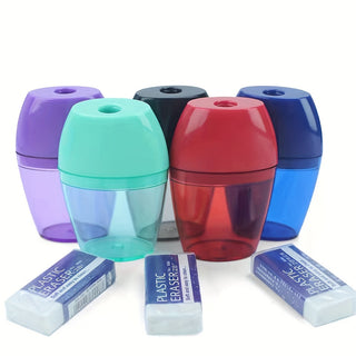 مجموعة من 8 مقالم مبراة بألوان مختلطة مع 3 ممحاة