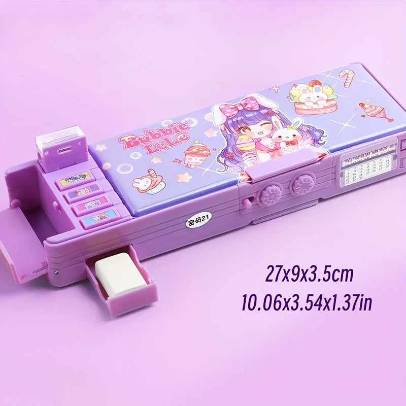 حافظة أقلام بنفسجية متغيرة مع قفل بكلمة مرور