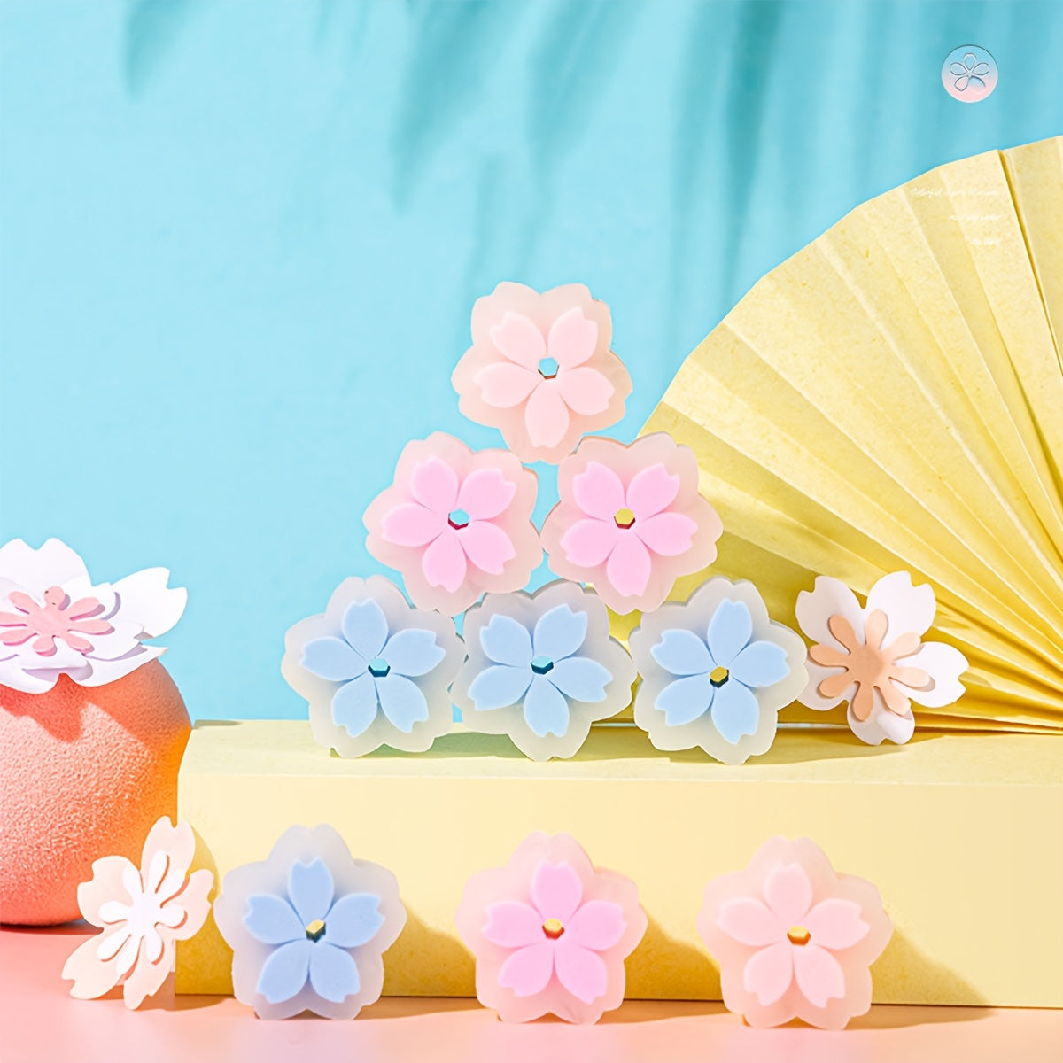 24 قطعة/دلو PVC أقمشة زهور أقمشة كرز أقمشة زهور صغيرة