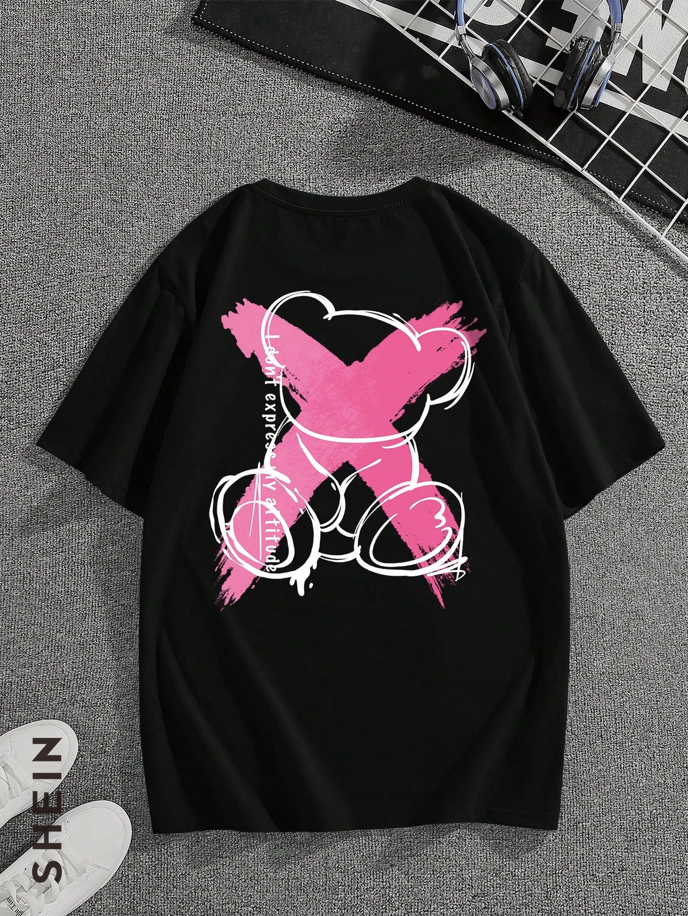 تي شيرت قطن طباعة بالدب للرجال