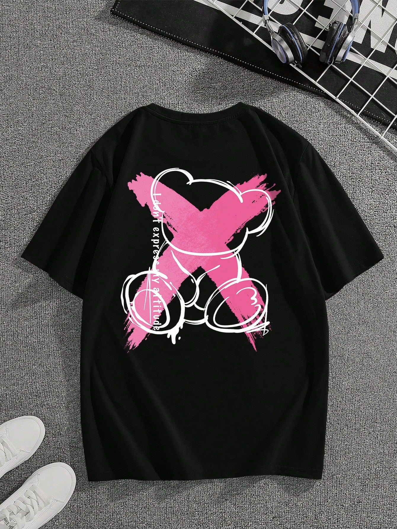 تي شيرت قطن طباعة بالدب للرجال