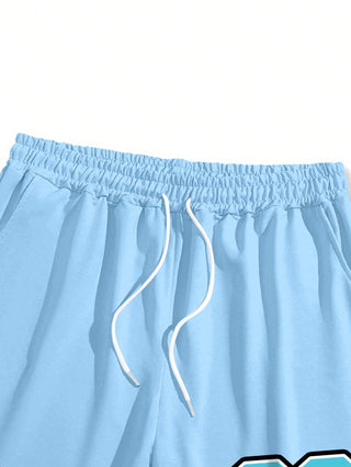 طقم تيشيرت وشورت مطبوع بطبعات للرجال