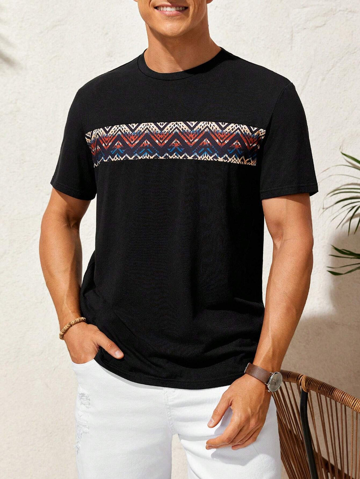 تي شيرت كاجوال بياقة مستديرة