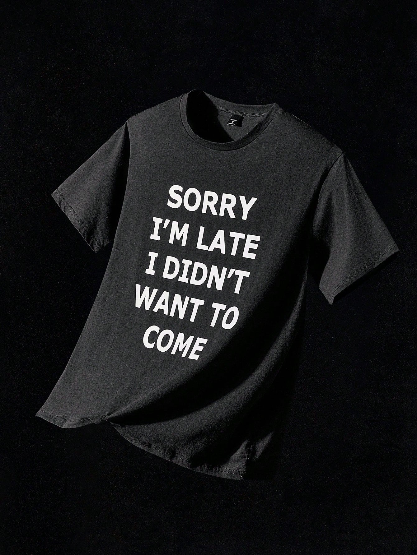 تي شيرت قطن بطباعة شعار للرجال