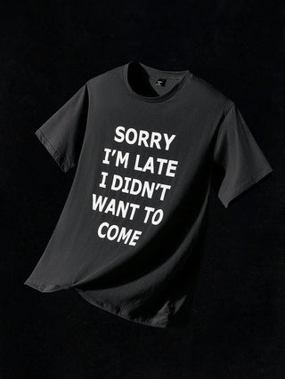 تي شيرت قطن بطباعة شعار للرجال