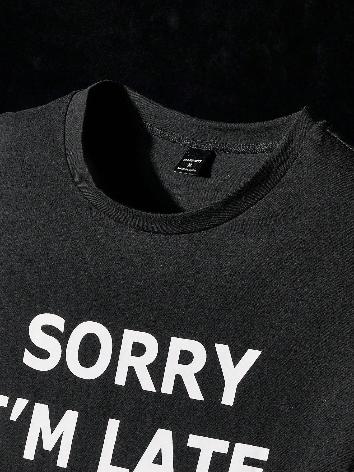 تي شيرت قطن بطباعة شعار للرجال