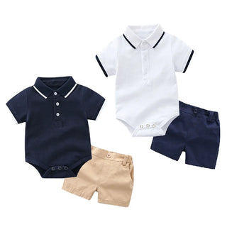 جديد baby ولد clothes طقم children صيف polo romper قصير 2pcs بدلة ولد clothing sets
