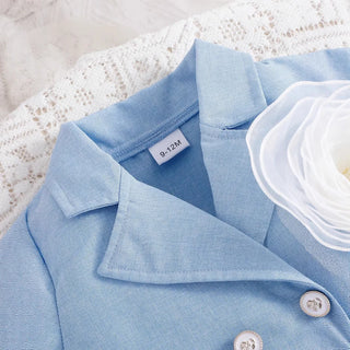 جديد fashion صيف أطفال clothing solid color trendy بدلة أكمام قصيرة توب بليسيه جيب طقم بنات clothing sets