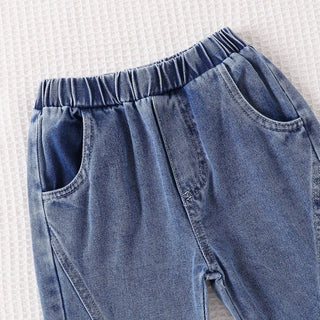 جديد بنات طقم قطعتين cotton توب and pants micro horn دينم with tooling stitching two-piece design