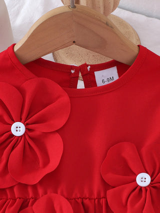 جديد newborn بنات red فستان formal embroidery and flower decor for daily occasions