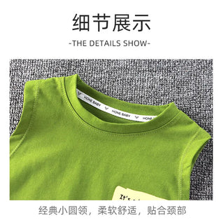 جديد صيف children's wear cool korean-ستايل بدون أكمام فيست طقم for أولاد 3-10 years old ناعم fabric minimum order 3sets
