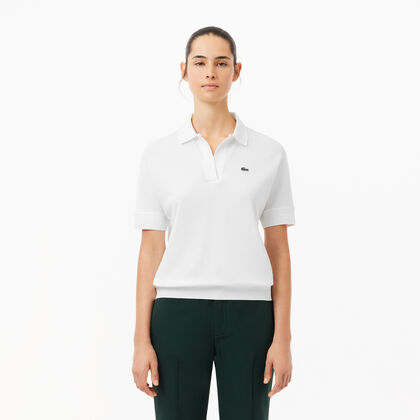 قميص بولو بيكيه سائل بياقة مفتوحة Lacoste