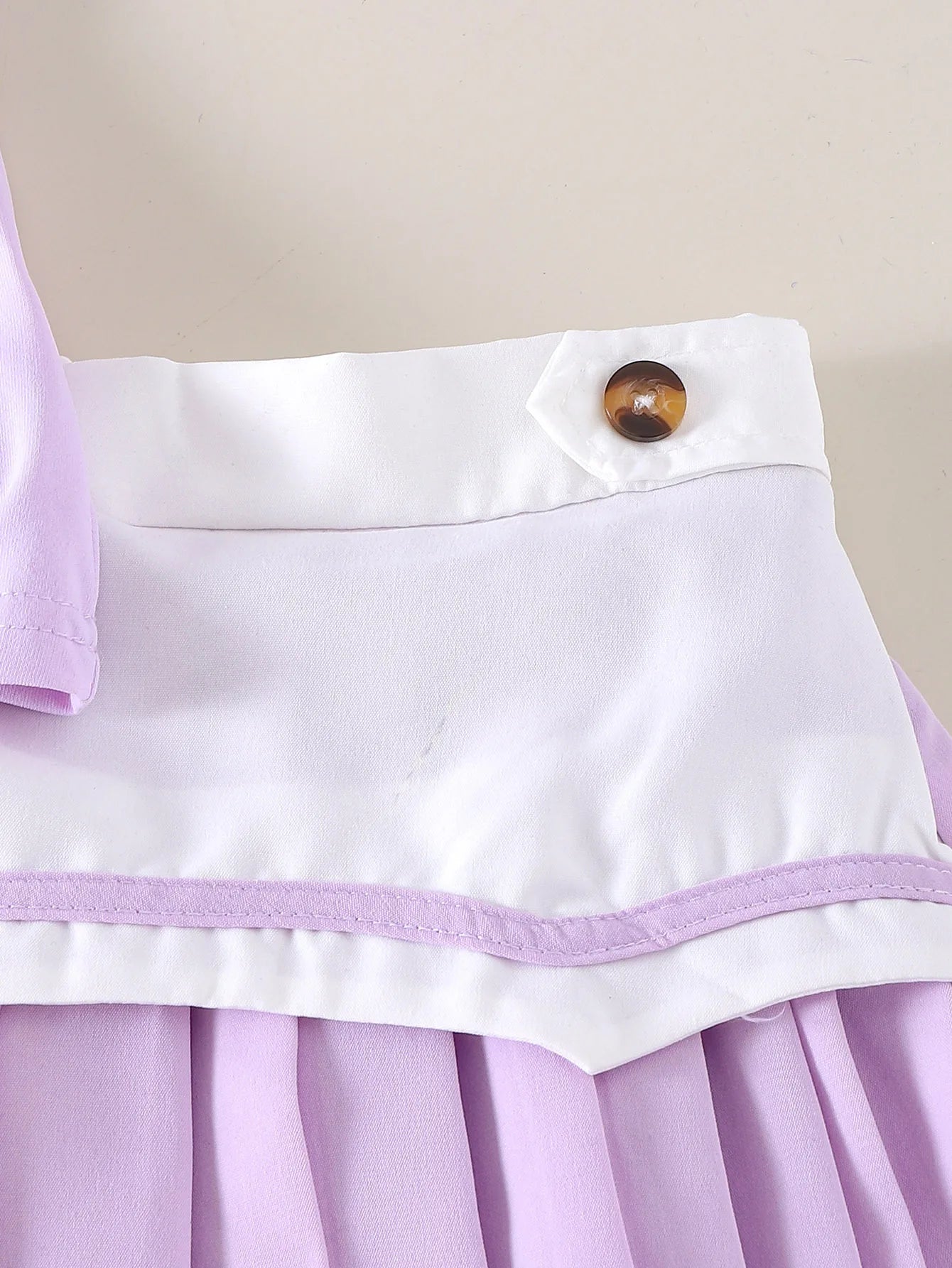 purple cute بنت صيف بدلة kid's كاجوال print waist بليسيه جيب with lapel sleeved توب sweet ستايل for 2-7years بنات