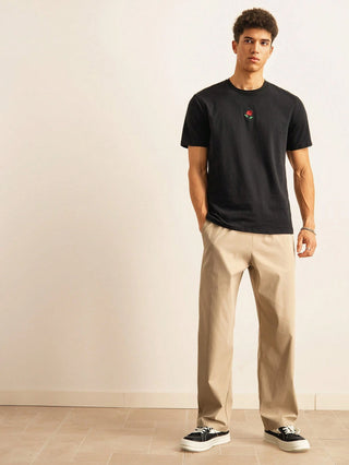 تي شيرت قصير الأكمام من القطن