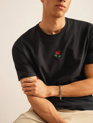 تي شيرت قصير الأكمام من القطن