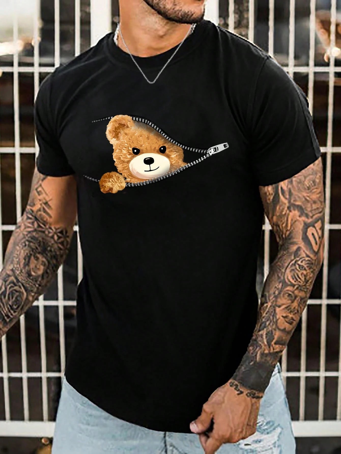 تيشرت قطني رجالي قصير الأكمام