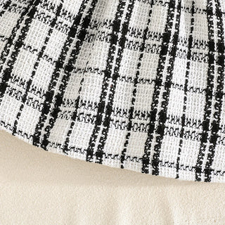 simple retro ستايل baby بنت فستان in black white plaid for ربيع خريف odm odm supply