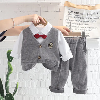 small and medium-sized أولاد' ربيع وخريف handsome baby plaid فيست shirt three piece طقم wholesale