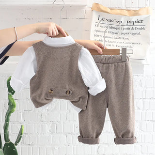 small and medium-sized أولاد' ربيع وخريف handsome baby plaid فيست shirt three piece طقم wholesale