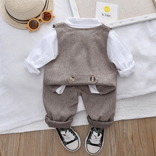 small and medium-sized أولاد' ربيع وخريف handsome baby plaid فيست shirt three piece طقم wholesale