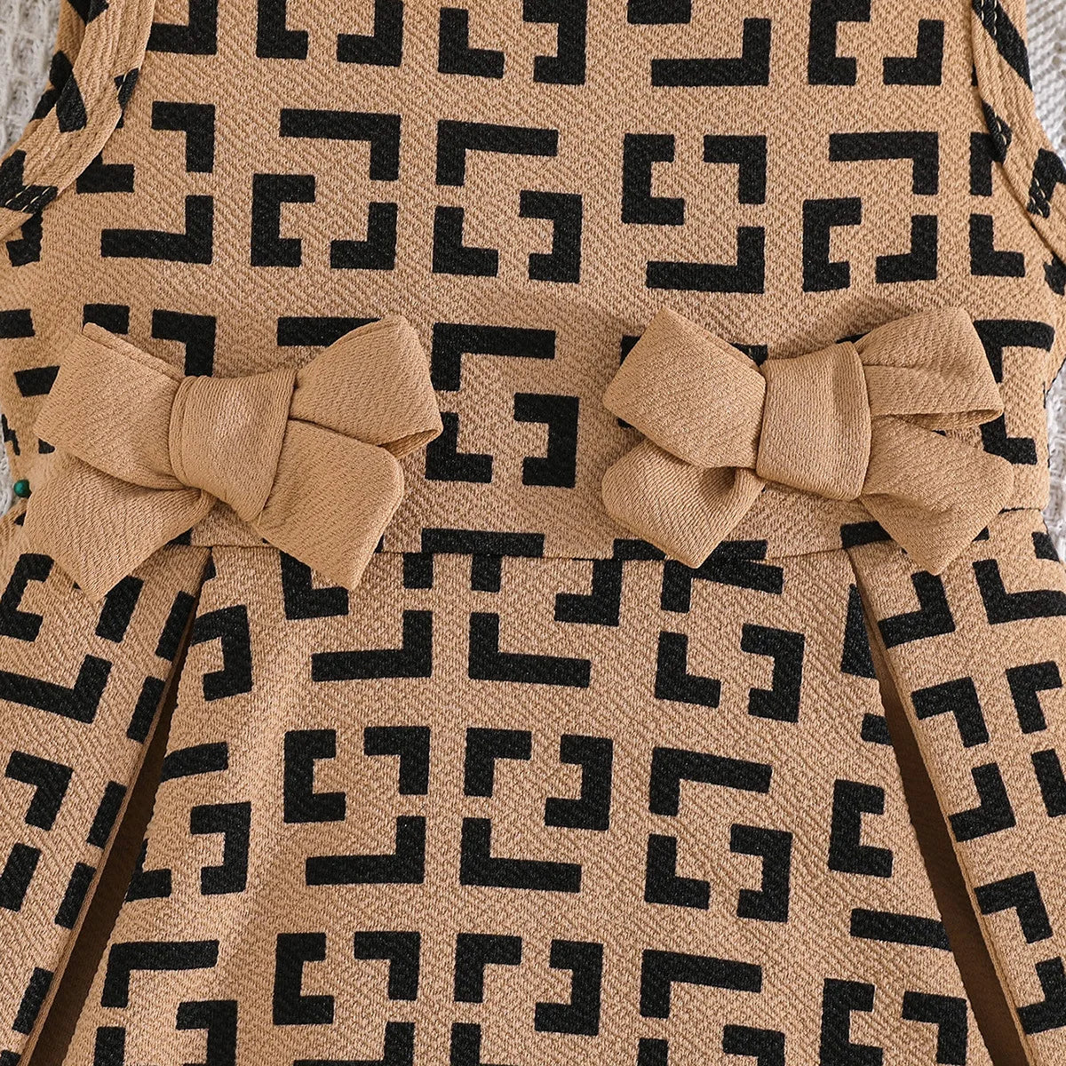 solid pattern geometric bow decorative بدون أكمام فستان for baby بنات صيف knitted fabric with floral decoration