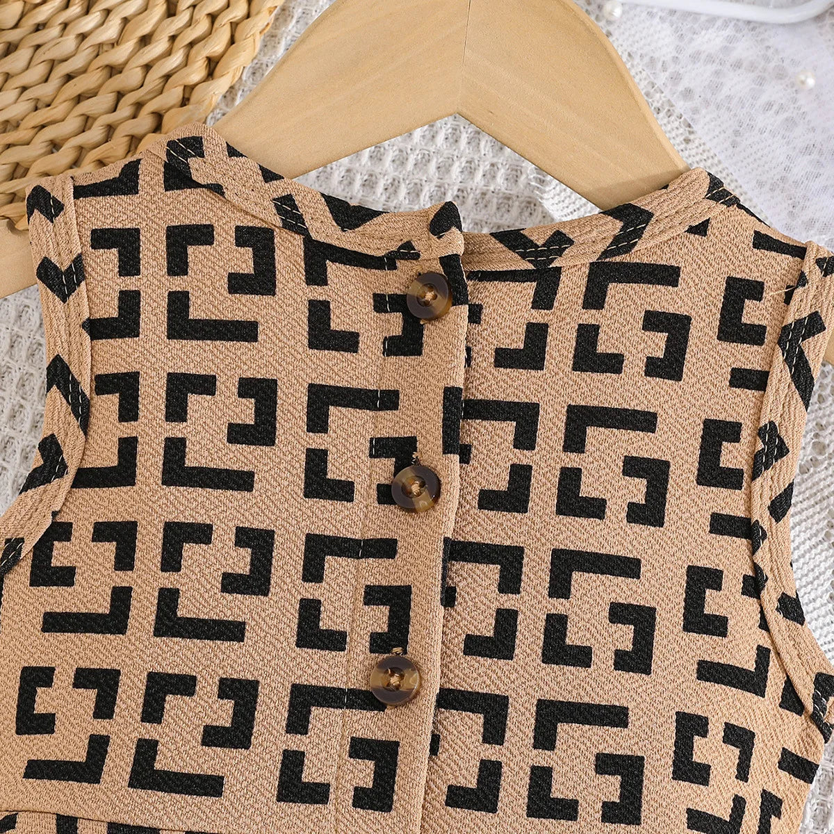 solid pattern geometric bow decorative بدون أكمام فستان for baby بنات صيف knitted fabric with floral decoration