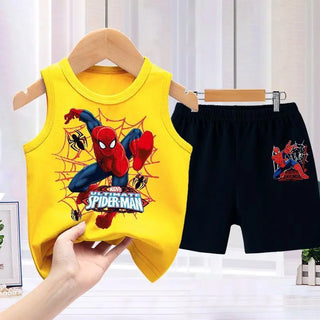 spider-man طقم قطعتين for أولاد صيف sports فيست shorts formal-كاجوال cotton print baby fashion أولاد' sports shirt shorts