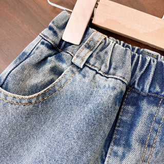 ربيع وخريف جديد بنت cute bubble كم توب with straight jeans طقم قطعتين