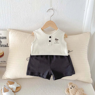 صيف fashion فيست جديد طقم baby بدون أكمام t-shirt shorts split كاجوال طقم قطعتين