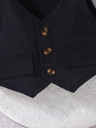 صيف gentleman ولد and baby three-piece cotton بدلة 100% cotton أكمام قصيرة collar توب straps small waistcoat 3pcs طقم