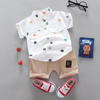 صيف جديد cotton children's clothing sets for أولاد أكمام قصيرة فستان and two-piece baby طقم