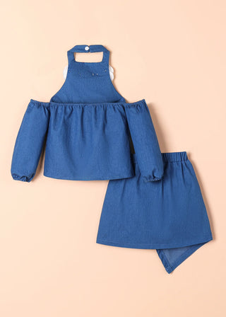 صيف جديد بنت كاجوال طقم قطعتين solid color three-dimensional flower jacket جيب shoulder hanging neck