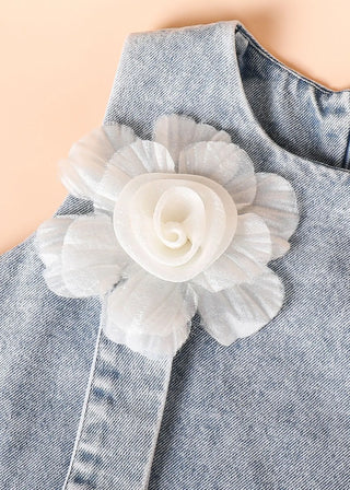 صيف جديد بنت بدلة snowflake دينم cut كم flower فستان hanging bag طقم قطعتين