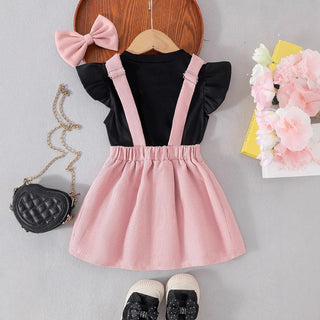 صيف جديد multicolor بنات بدلة for children sweet cute ستايل strap جيب كم كشكش أكمام قصيرة