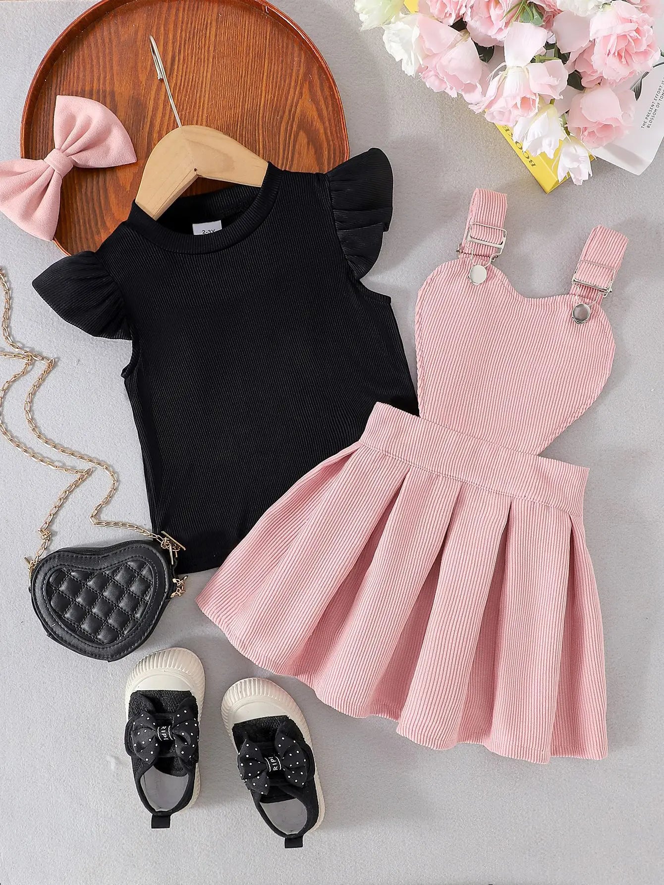 صيف جديد multicolor بنات بدلة for children sweet cute ستايل strap جيب كم كشكش أكمام قصيرة