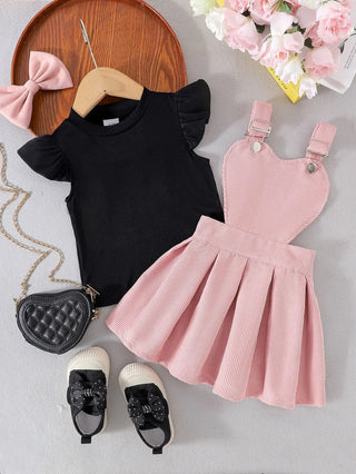 صيف جديد multicolor بنات بدلة for children sweet cute ستايل strap جيب كم كشكش أكمام قصيرة