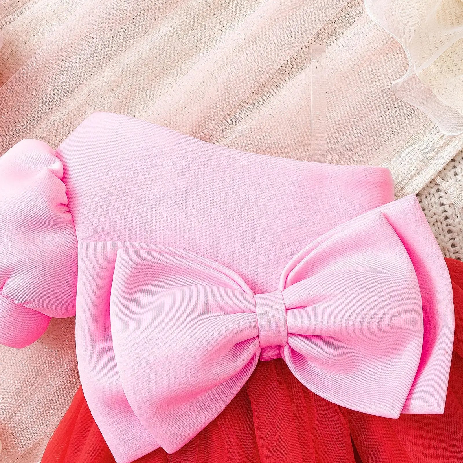 صيف أميرة فستان for بنات hot baby bow bubble كم patchwork تل فستان odm supply solid pattern ruffles knee-length