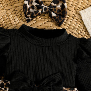 sweet and lovely baby بنت ربيع وخريف جمبسوت with triangle hat leopard print cotton clothing طقم fashion ستايل