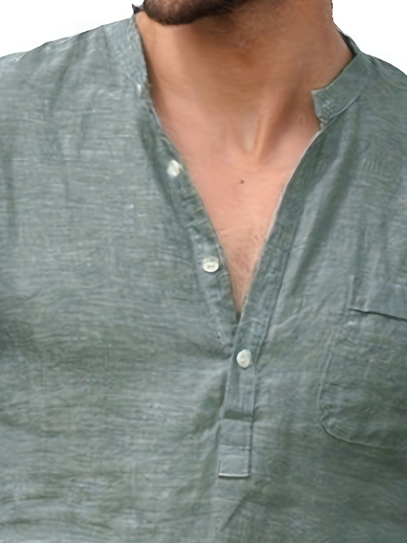 قميص رجالي خفيف الوزن من القطن والكتان بفتحة رقبة على شكل حرف V