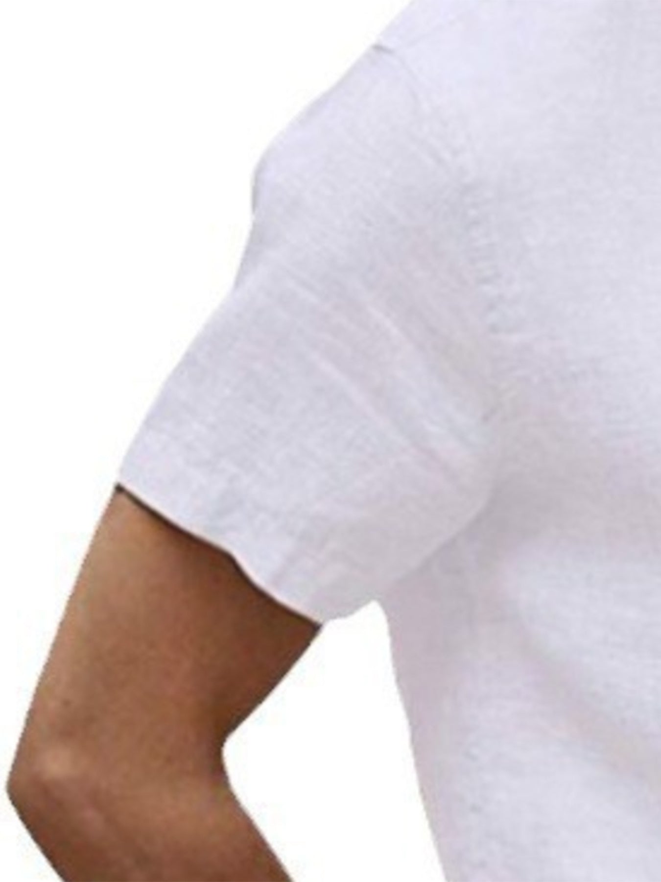 قميص رجالي خفيف الوزن من القطن والكتان بفتحة رقبة على شكل حرف V