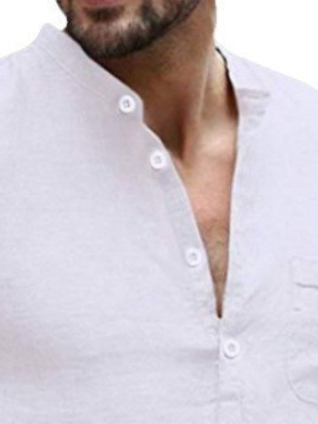 قميص رجالي خفيف الوزن من القطن والكتان بفتحة رقبة على شكل حرف V