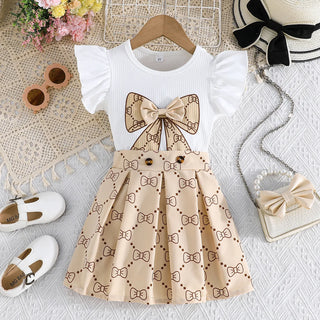 wholesale جديد arrival children أميرة clothes طقم baby بنات أكمام قصيرة توب and جيب two piece