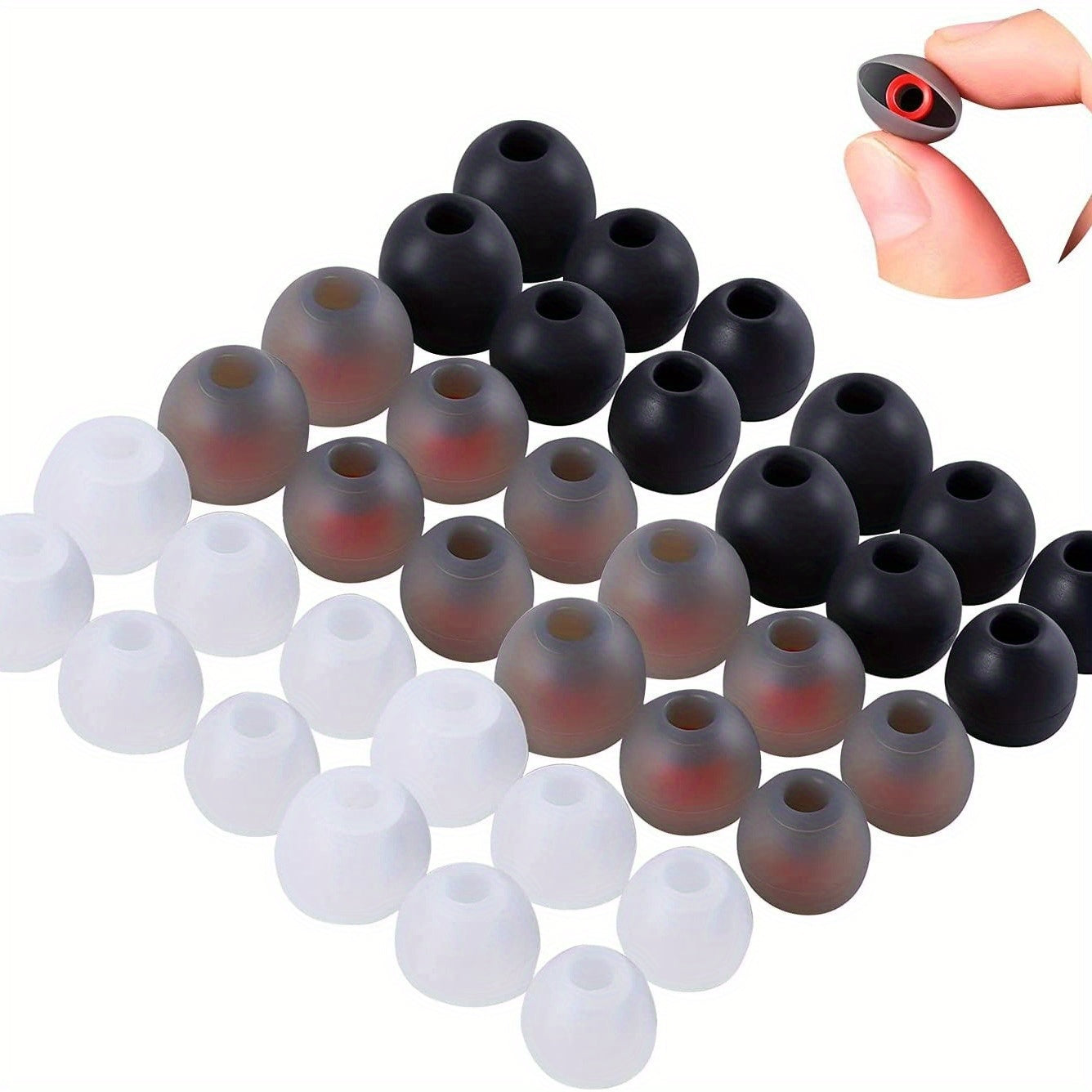 36 قطعة من أطراف الأذن السيليكونية لسماعات Skullcandy - وسادات استبدال للأذن، أغطية سماعات ناعمة مريحة لعزل الضوضاء (أسود وأبيض، 1.3 سم)، استماع مريح | تصميم إرغونومي | غطاء