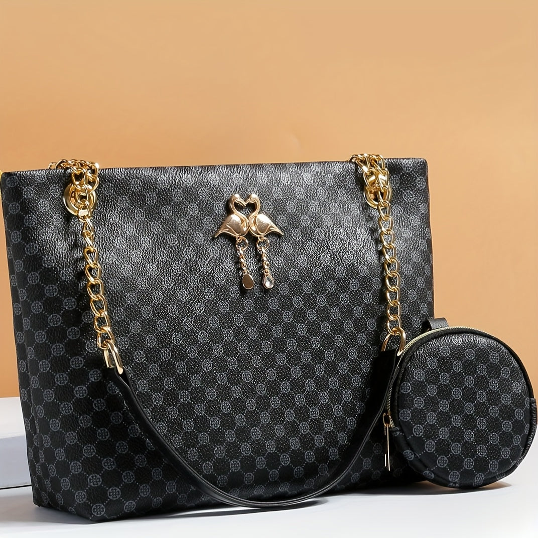 مجموعة حقائب توت نسائية عصرية بتصميم ريترو ملونة مع زينة بجوارس و سلسلة