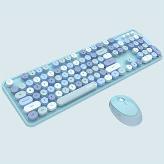 مجموعة لوحة مفاتيح وفأرة لاسلكية من Mofii Vintage Punk، 2.4 جيجاهرتز، بصري، ABS، مفتاح دائري، بطارية AA غير قابلة للشحن، متوافقة مع الكمبيوتر الشخصي