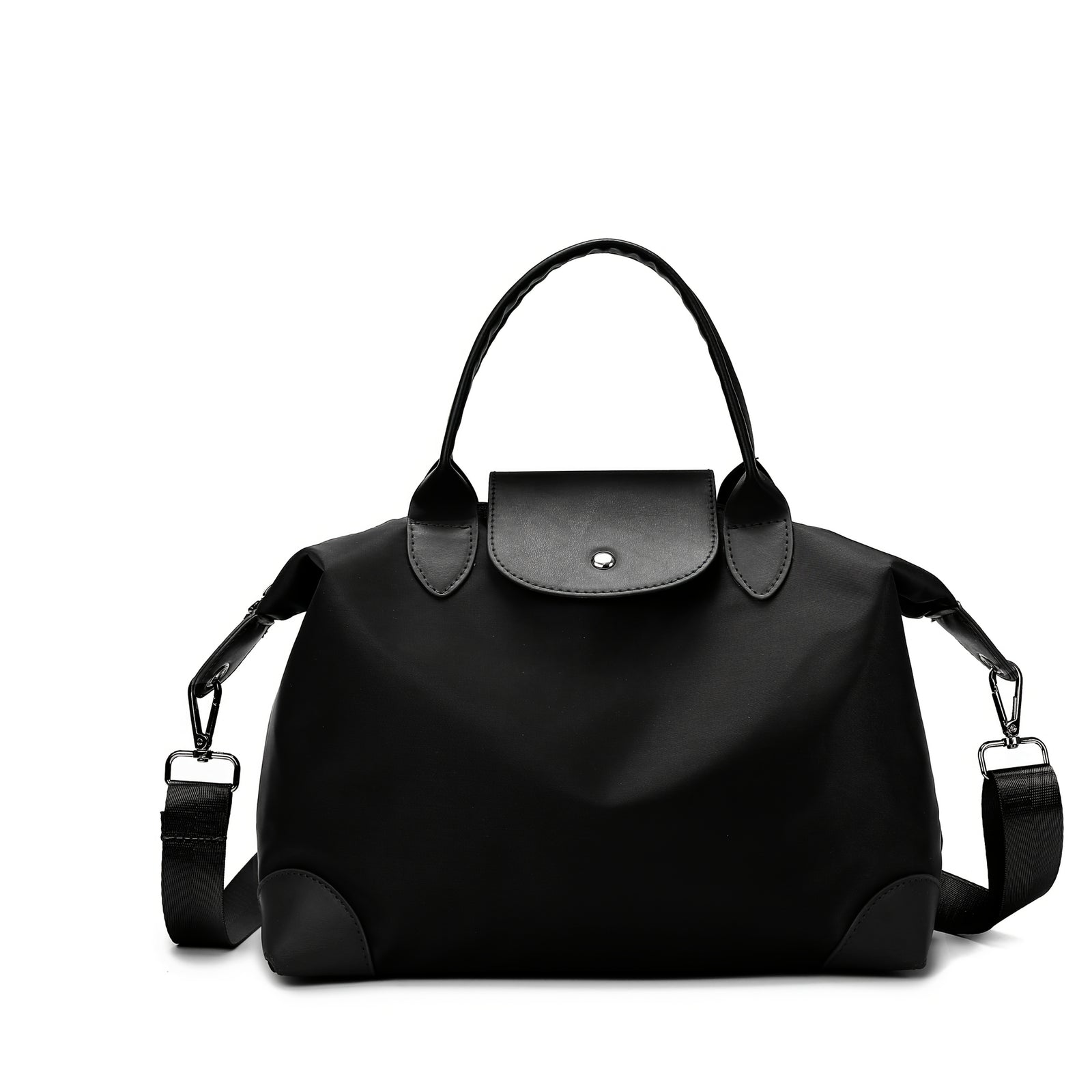 حقيبة نسائية كاجوال من النايلون بحزام قابل للتعديل وإكسسوارات ذهبية - حقيبة سفر، مناسبة للحفلات والاستخدام اليومي والهدايا (كاكي/أسود)، حقيبة صغيرة أساسية | تصميم أنيق وتفاصيل خياطة فاخرة